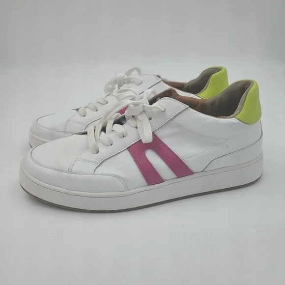 Lucky Brand Women's White Pink Lime Accent Hinta Comfort Sneakers Size 9.5 - Picture 2 of 10